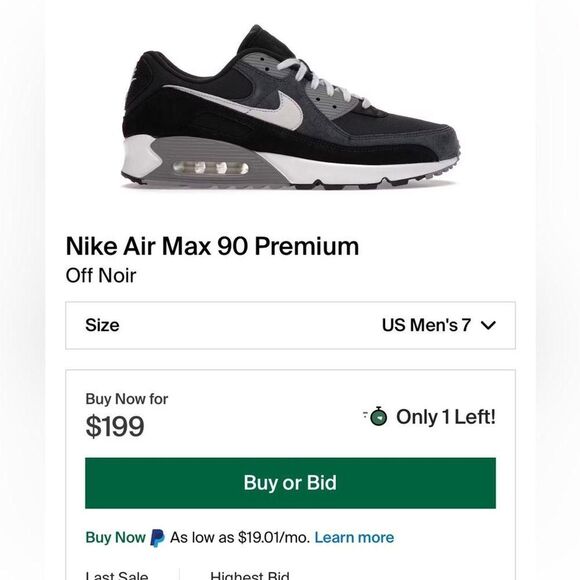 Nike Air Max 90 Premium 'Off Noir Particle Grey' Sz 7 Mens - Picture 7 of 7